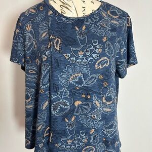 Wonderly Blue Paisley Short Sleeve T-Shirt 100% Cotton Medium